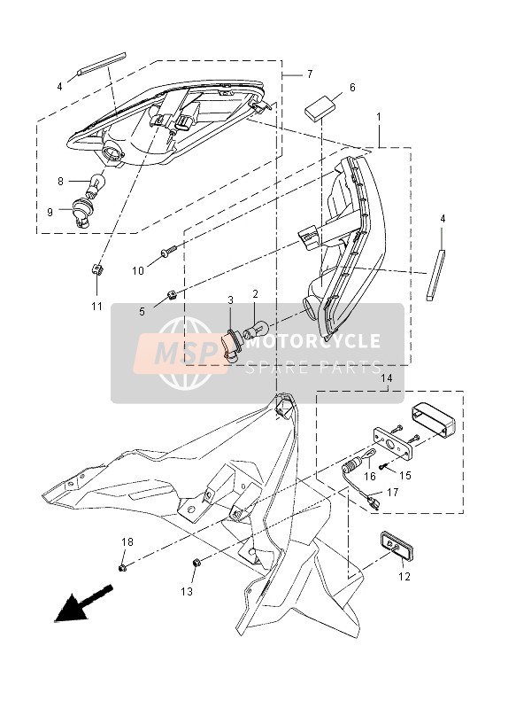 Yamaha YP125RA 2014 Luz De La Cola para un 2014 Yamaha YP125RA